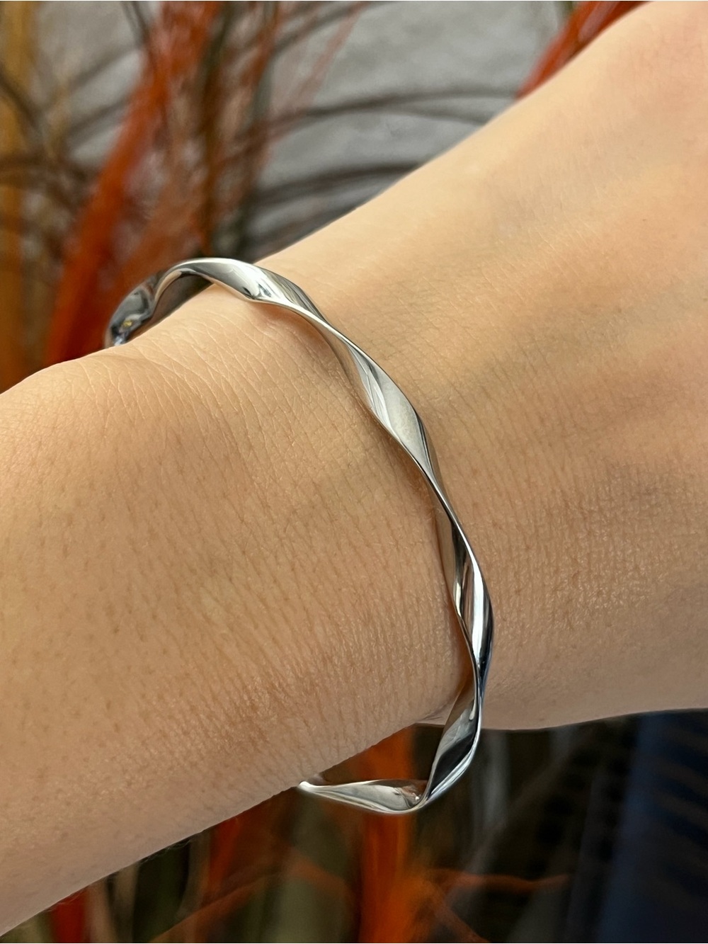 S925 silver twisted Bracelet,Silver Cuff bangle bracelet